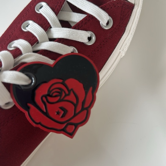 Converse Red Canvas Sneakers with White Soles Valentines Day Collection - Picture 4 of 12